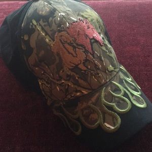 Camouflage and black horse ball cap